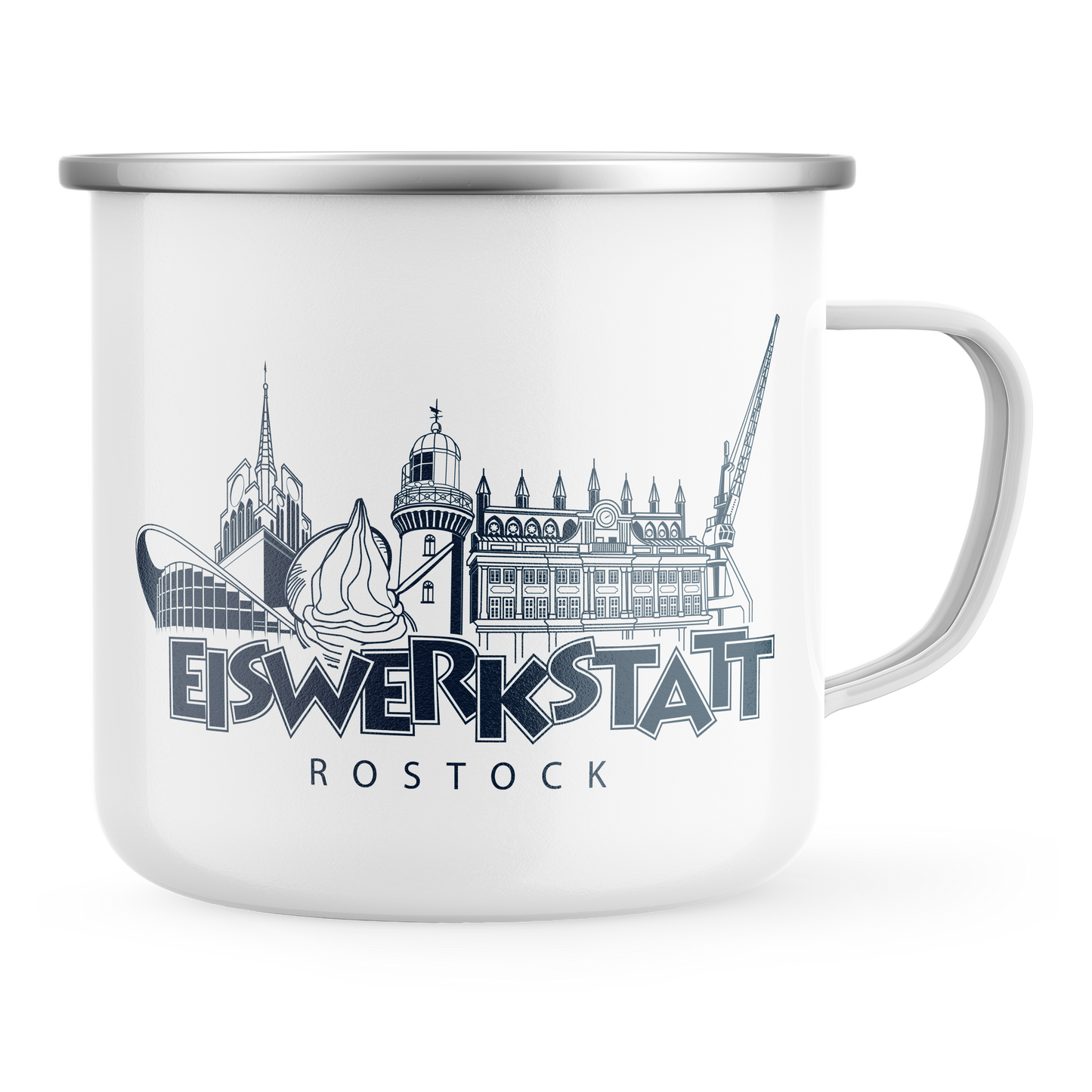 Emaille Becher Rostocker Skyline